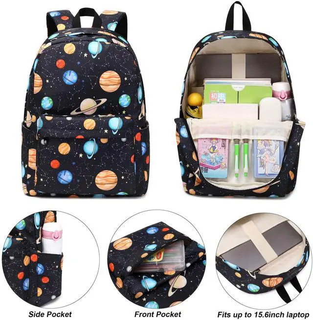 Alt view image 3 of 5 - Yusudan Planets School Backpack for Girls Women, Kids Teens School Bags College Bookbags Ladies Laptop Backpacks