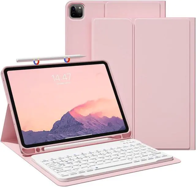 Main image of GKABXY Keyboard Case for iPad Pro 11 inch (4th/3rd/2nd/1st Gen) 2022/2021/2020/2018, Detachable Wireless Bluetooth Keyboard Case with Pencil Holder for iPad Pro 11", Auto Sleep/Wake (Pink)
