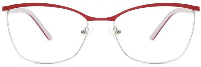 Main image of Zeelool Chic Browline Glasses Women's Metal Eyewear Rectangle Blue Light Blocking Eyeglasses Computer Glasses ZGM232227-01 Red
