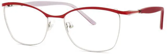 Alt view image 2 of 5 - Zeelool Chic Browline Glasses Women's Metal Eyewear Rectangle Blue Light Blocking Eyeglasses Computer Glasses ZGM232227-01 Red