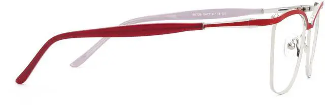 Alt view image 5 of 5 - Zeelool Chic Browline Glasses Women's Metal Eyewear Rectangle Blue Light Blocking Eyeglasses Computer Glasses ZGM232227-01 Red