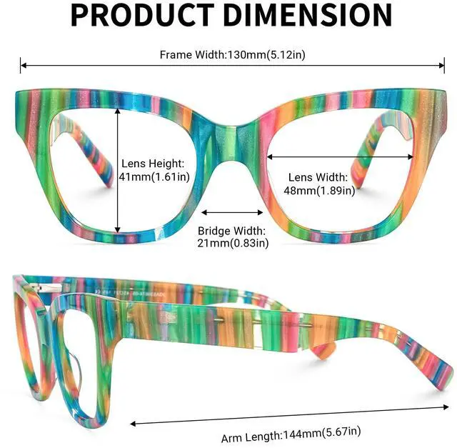 Alt view image 5 of 5 - Zeelool Cat Eye Acetate Glasses Candy Eyewear Stylish Eyeglasses for Women Blue Light Blocking Glasses Anti Eyestrain Glasses Tilana ZJGA539674 Green