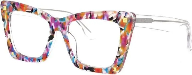 Main image of Zeelool Stylish Oversized Rectangle Blue Light Blocking Glasses for Women Computer Eyeglasses ZJGA513369-03 Multicolor