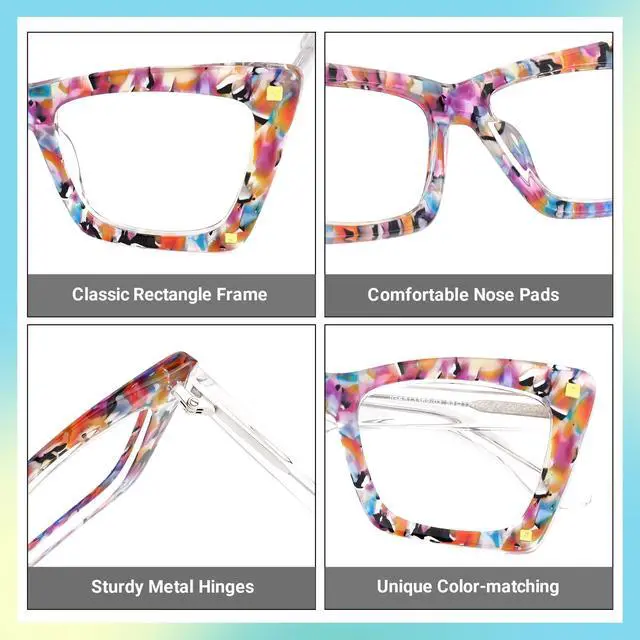 Alt view image 5 of 5 - Zeelool Stylish Oversized Rectangle Blue Light Blocking Glasses for Women Computer Eyeglasses ZJGA513369-03 Multicolor