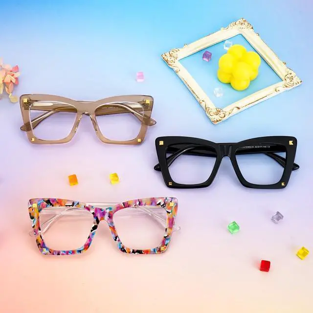 Alt view image 4 of 5 - Zeelool Stylish Oversized Rectangle Blue Light Blocking Glasses for Women Computer Eyeglasses ZJGA513369-03 Multicolor