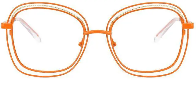 Main image of Zeelool Square Blue Light Blocking Glasses, Metal Frame Glasses for Women Eyeglasses with Clear Lens Anti Eyestrain & UV from Computer/TV/Phone ZJGM923220-02B Orange