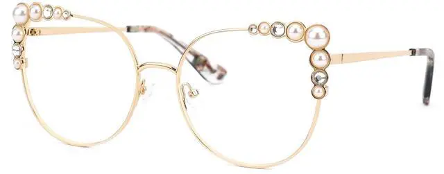 Main image of Zeelool Stylish Metal Cat Eye Blue Light Blocking Glasses for Women ZJGM751692-01 Gold