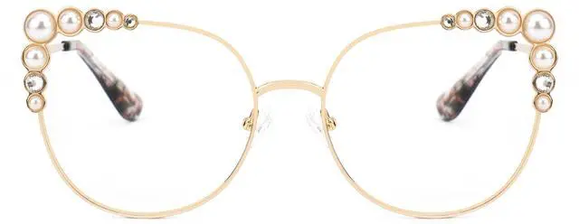 Alt view image 2 of 5 - Zeelool Stylish Metal Cat Eye Blue Light Blocking Glasses for Women ZJGM751692-01 Gold