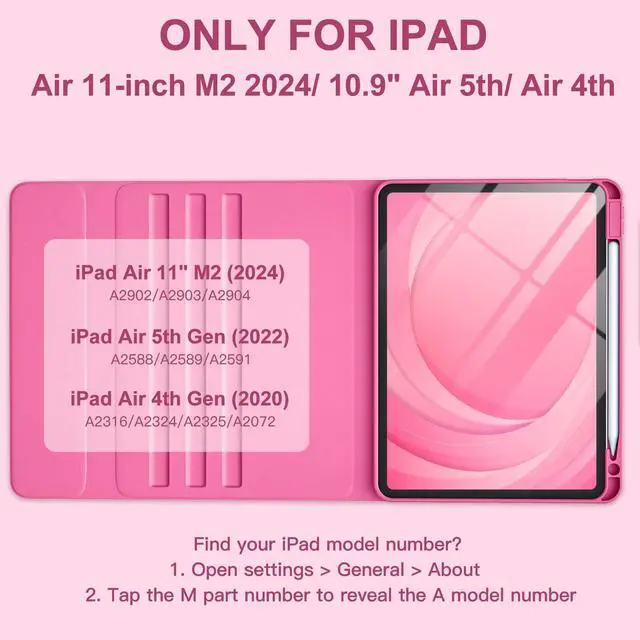 Alt view image 2 of 5 - Harvopu iPad Air 11 M2 & iPad Air 5th 4th Generation Case with Keyboard - Folio Keyboard Cover with Pencil Holder for iPad Air 11-inch 2024, iPad Air 5 2022/ iPad Air 4 2020 (Hot Pink)