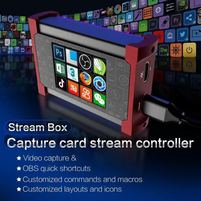 Alt view image 2 of 5 - Cature Card with Stream Controller Macropad, 2.4'' LCD Touch Screen Macro Keypad,12 Visual Macro Keys,Trigger Actions in Apps and Software Like OBS, Twitch,YouTube, etc., Works with Mac and PC