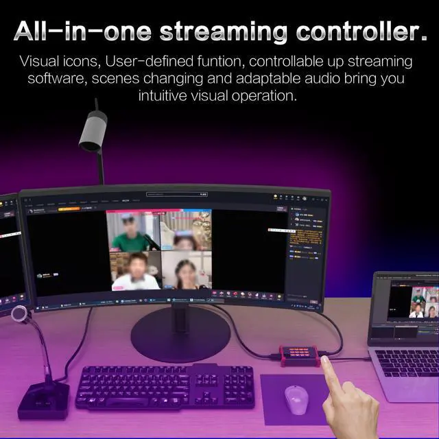 Alt view image 3 of 5 - Cature Card with Stream Controller Macropad, 2.4'' LCD Touch Screen Macro Keypad,12 Visual Macro Keys,Trigger Actions in Apps and Software Like OBS, Twitch,YouTube, etc., Works with Mac and PC