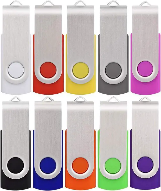 Main image of USB Flash Drive 32GB 10 Pack, Thumb Drives Memory Stick USB 2.0 Bulk Swivel Jump Drive Zip Drive with Led Indicator for Data Storage, File Sharing(10Pcs, Multi-Color,32 GB)