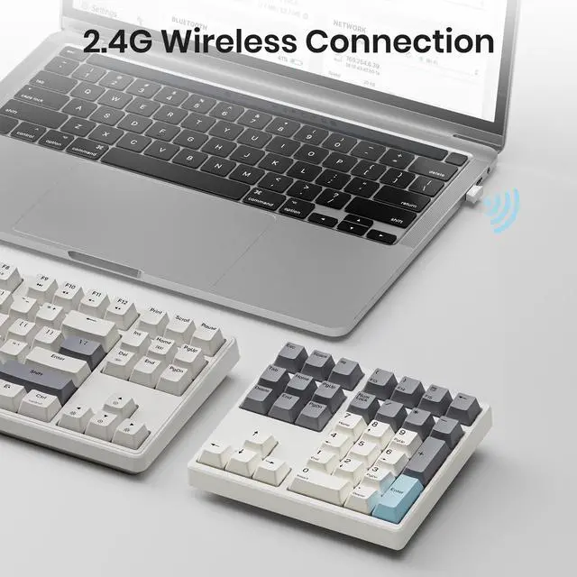 Alt view image 2 of 5 - Kisnt Wireless Number Pad, 34 Key Mechanical Numpad with Gateron Red Switches Hot Swappable Numeric Keypad with PBT Keycaps 2.4GHz Rechargeable Keypad for Laptop, Mac, PC Desktop.