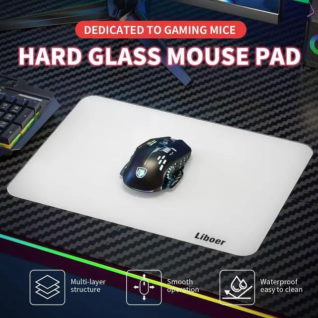 Alt view image 3 of 5 - Glass Mousepad 3.0 Large Glass Gaming Mouse Pad with Non-Slip Mat 3MM Game Special Tempered Glass 13.8 * 10.2Inch (Large)