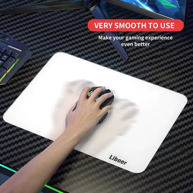 Alt view image 2 of 5 - Glass Mousepad 3.0 Large Glass Gaming Mouse Pad with Non-Slip Mat 3MM Game Special Tempered Glass 13.8 * 10.2Inch (Large)