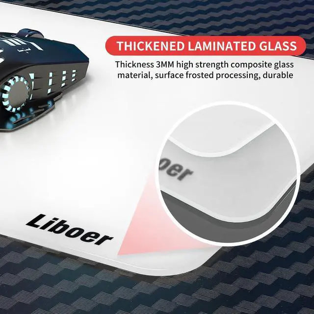 Alt view image 4 of 5 - Glass Mousepad 3.0 Large Glass Gaming Mouse Pad with Non-Slip Mat 3MM Game Special Tempered Glass 13.8 * 10.2Inch (Large)