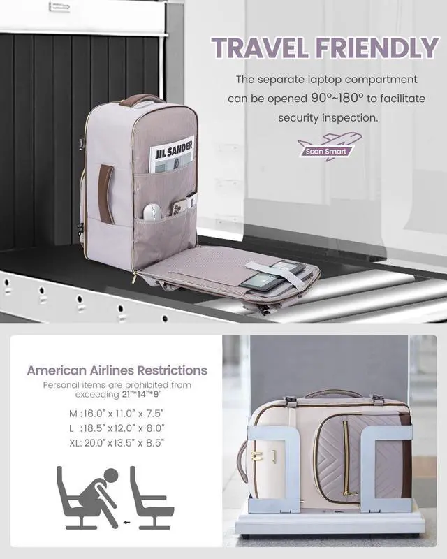 Alt view image 2 of 5 - LOVEVOOK Travel Backpack for Women,50L Carry On Backpack for Airplanes,18 Inch Laptop Personal Item Travel Bag,TSA Approved Carry On Luggage,Waterproof Weekender Business Hiking Bag