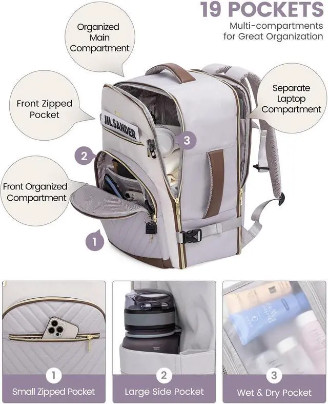 Alt view image 4 of 5 - LOVEVOOK Travel Backpack for Women,50L Carry On Backpack for Airplanes,18 Inch Laptop Personal Item Travel Bag,TSA Approved Carry On Luggage,Waterproof Weekender Business Hiking Bag