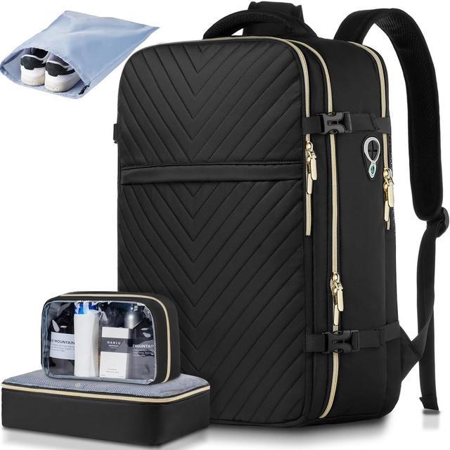 Large Carry On Travel Backpack Flight Approved Waterproof Luggage Suitcase Backpacks Personal Item Size for Women Fit 17 Inch Laptop College Overnight Weekender Bag With 3 Packing Cube Black Newegg ...