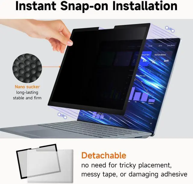 Alt view image 3 of 5 - Upgrade Privacy Screen for Microsoft Surface Pro 9/8/X -13inch, Fully Removable Anti Glare Blue Light Filter, Anti-Spy Screen Protector for Surface Pro X 2019/Surface Pro 8 2021/Surface Pro 9 2022