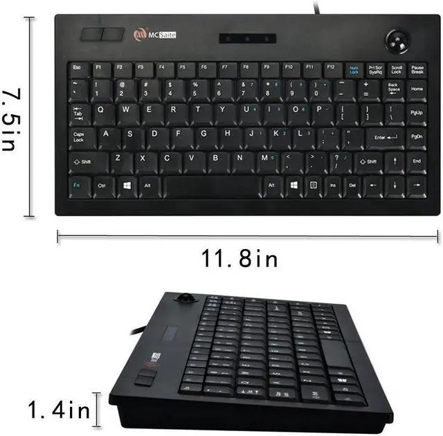 Alt view image 3 of 5 - MCSaite Wired PS2 Trackball Keypad - Keyboard and Roll Mouse Combo - 11.8x7.5x1.4 Inches - for PC Laptop Notebook Desktop - US English Layout - Black
