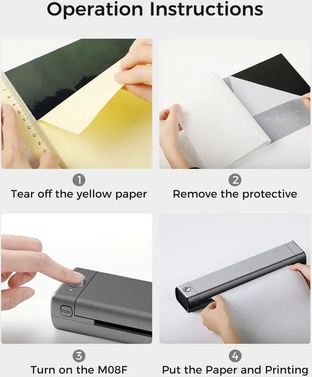 Alt view image 4 of 5 - Phomemo M08F Bluetooth Tattoo Stencil Printer & Tattoo Transfer Paper - 110 Sheets A4 Size Portable Wireless Stencil Printer for Tattooing, Compatible with Smartphone & PC, Grey