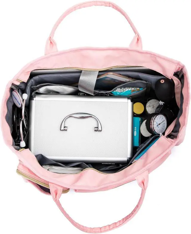 Alt view image 3 of 4 - Rabjen Nurse Tote Bag for Work with Padded 15.6 Laptop Sleeve, Medical Supplies Shoulder Bag for Home Health Care