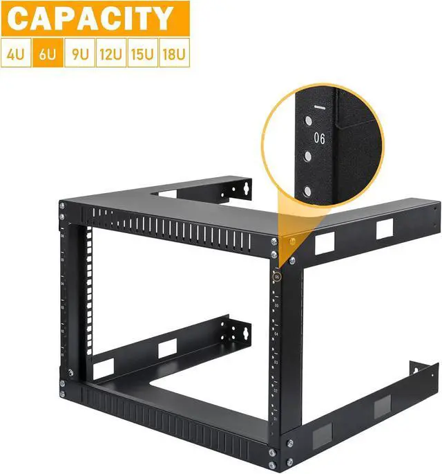 Alt view image 2 of 5 - RIVECO 6U WF Wall Mount Rack for Network & Stereo + PDU 6 Outlets & 2 USB Ports Power Strip for Racks & Cabinets...