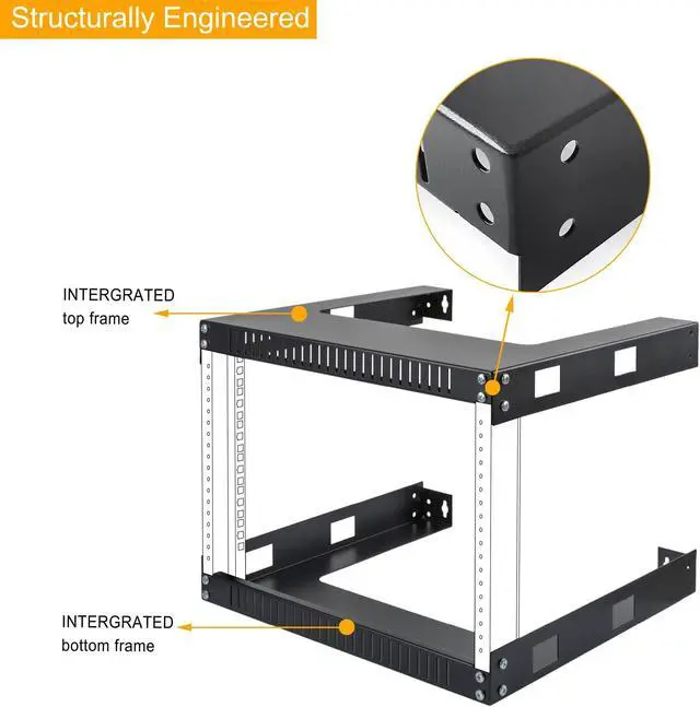 Alt view image 4 of 5 - RIVECO 6U WF Wall Mount Rack for Network & Stereo + PDU 6 Outlets & 2 USB Ports Power Strip for Racks & Cabinets...