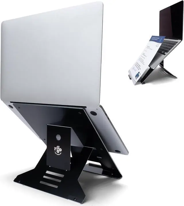 Main image of R-Go Riser Ergonomic Laptop Stand with Document Holder - Folding and Adjustable Stand, Portable Laptop Riser, AGR Certified - Black