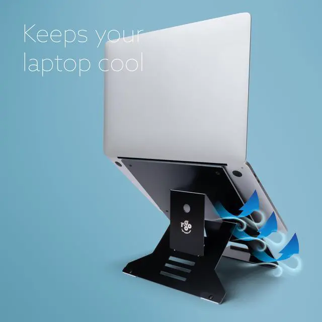 Alt view image 3 of 5 - R-Go Riser Ergonomic Laptop Stand with Document Holder - Folding and Adjustable Stand, Portable Laptop Riser, AGR Certified - Black