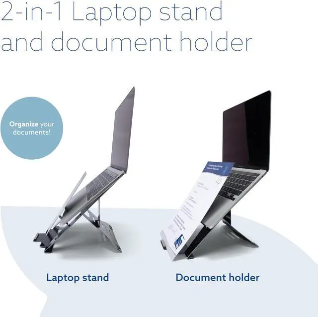 Alt view image 5 of 5 - R-Go Riser Ergonomic Laptop Stand with Document Holder - Folding and Adjustable Stand, Portable Laptop Riser, AGR Certified - Black