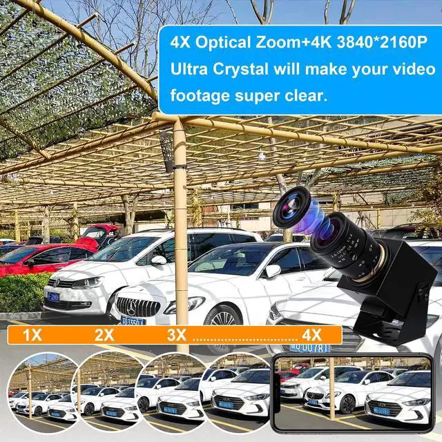 Alt view image 5 of 5 - ELP 4K HDMI USB Camera - 2.8-12mm 4X Zoom Webcam With Manual Adjustment for Computer, TV, Projector, Monitor