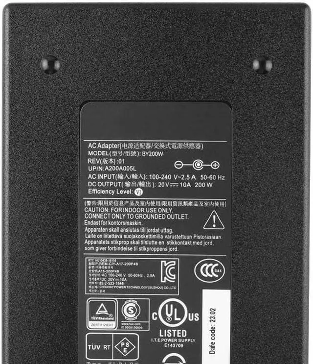 Alt view image 3 of 4 - 200W Charger Adapter for Chicony A21-200P2B A15-200P4B MSI Bravo 15 C7V Creator M16 B13 B13VF CreatorPro M16 B13VI Sword 15 16 HX 17 HX Katana A15 AI 17 AI B8VG B8VF B8VE B13VFK B13VGK