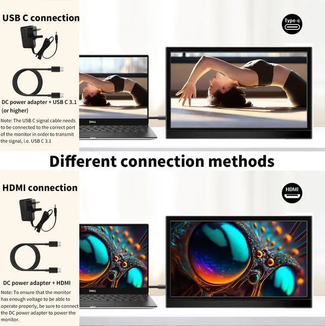 Alt view image 3 of 5 - Akntzcs Portable Monitor 17.3 Inch 1600x900P External Monitor with HDMI USB C Dual Speakers Secondary Screen for PC Mac Phone Ras Pi Switch