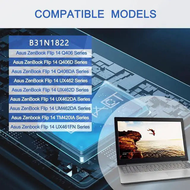 Alt view image 3 of 5 - JOTACT B31N1822 Laptop Battery Compatible with Asus ZenBook Flip 14 Q406 Q406DA UM462 UX462 UX462D UX462DA UM462DA UM462DA-AI012T UM462DA-AI023T UM462DA-AI017T UM462DA-AI037T AI028T 11.52V 42Wh