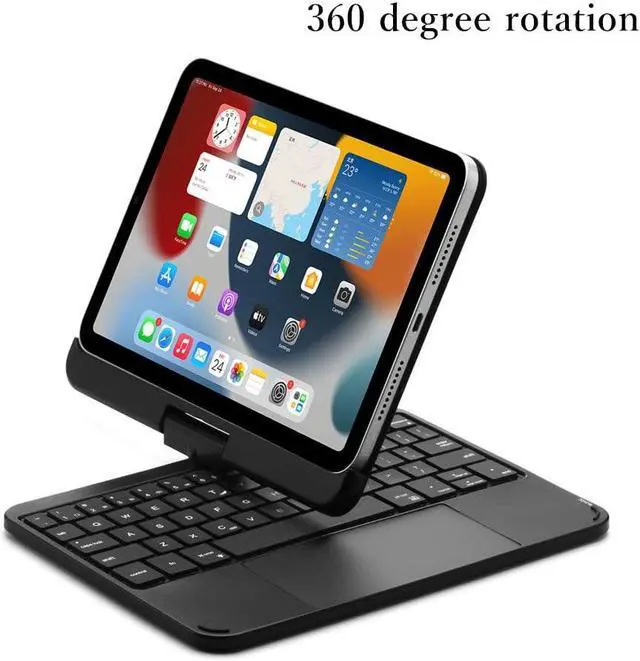 Alt view image 3 of 5 - SOUYOYIHI Magnetic 360 Rotating iPad Mini A17 Pro 2024/ iPad Mini 6 Keyboard Case Touchpad 7 Colors Backlit Keyboard Rotatable Slim Folio Keyboard Cover (Silver)