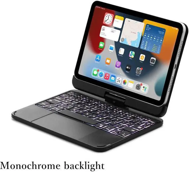 Alt view image 5 of 5 - SOUYOYIHI Magnetic 360 Rotating iPad Mini A17 Pro 2024/ iPad Mini 6 Keyboard Case Touchpad 7 Colors Backlit Keyboard Rotatable Slim Folio Keyboard Cover (Silver)