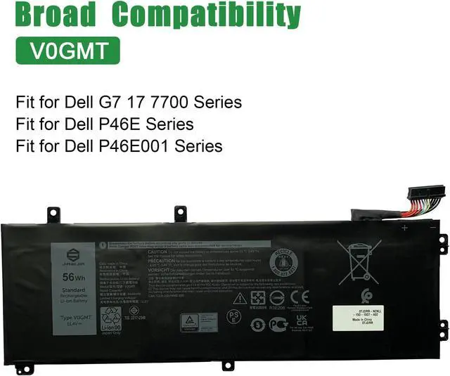 Alt view image 5 of 5 - JIAZIJIA V0GMT Laptop Battery Replacement for Dell G7 17 7700 P46E P46E001 Series Notebook NCC3D 0NCC3D NY03W 0NY03W 0TJDRR 11.4V 56Wh