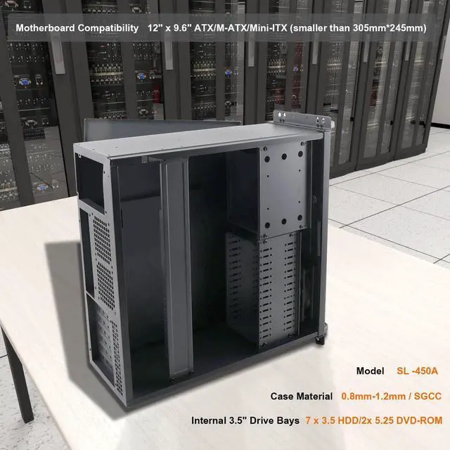 Alt view image 4 of 5 - SUDEG 4U Wall Mount Network Cabinet, Server Rack Enclosure with Locking Door Side Panels&7 x 3.5 HDD Drive Bays with 80 mm Fan,SL-450A