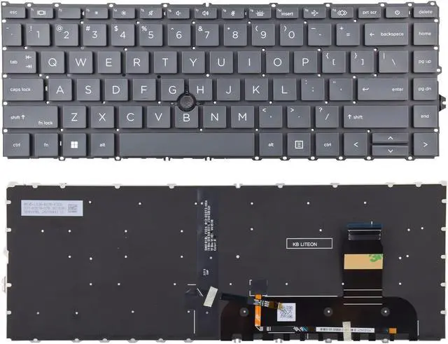 Main image of Black Replacement Keyboard Compatible with HP EliteBook 745 G7, 745 G8, 840 G7, 845 G7, 840 G8, 845 G8, ZBook Firefly 14 G7, ZBook Firefly 14 G8 with Backlight and Pointer No Frame