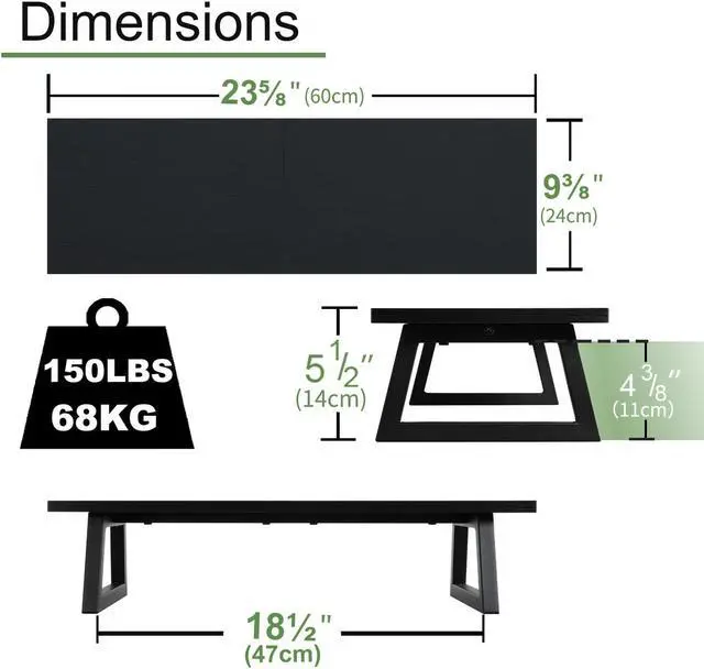 Alt view image 5 of 5 - TEAMIX 24 inch Monitor Stand Riser, Black Wood & Steel Computer Monitor Stand with Storage, Laptop, PC, Printer Stand Riser for Desktop Office Desk Organizers