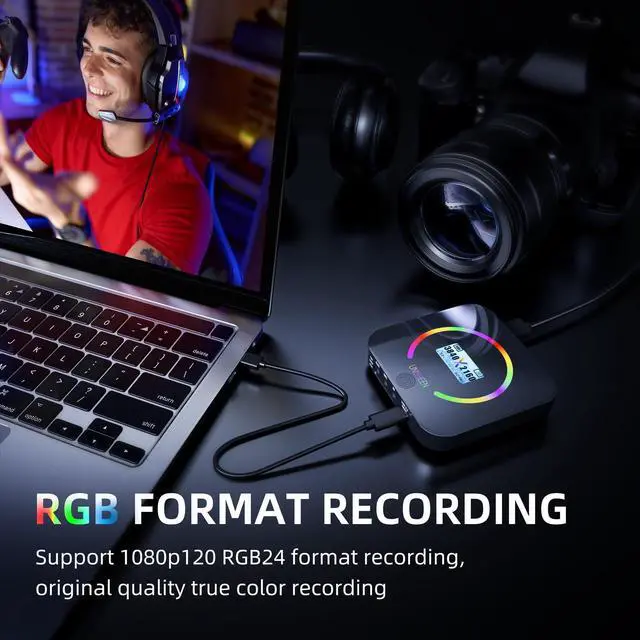 Alt view image 5 of 5 - UNISHEEN USB 3.2 4K60 Game Capture Card - 1080P 240 FPS & HDR VRR Passthrough, Near-Zero Latency, OBS Certified, Plug & Play - Record & Stream with PC, PS5, Switch