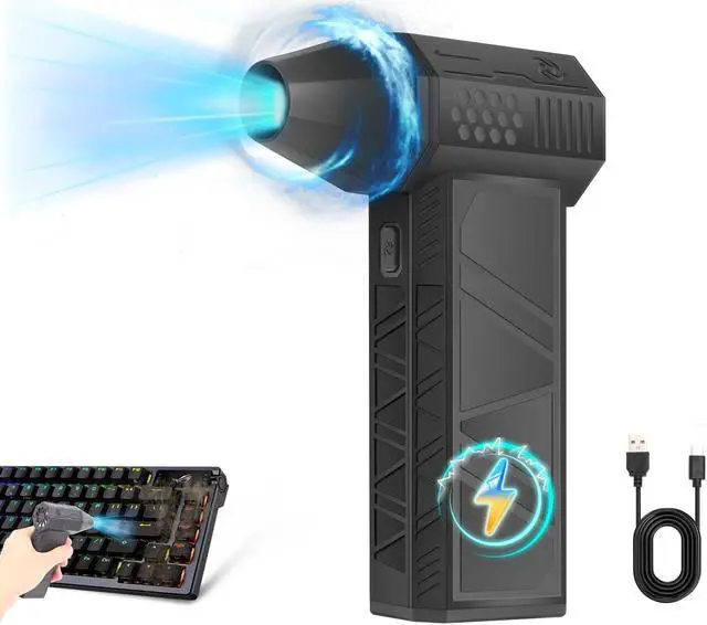 Main image of uziikl Portable Compressed Air Duster - 130,000RPM Electric Duster, 3 Gear Adjustable Jet Blower,Rechargeable Air Duster for Home,Car,Computer Keyboard, Black