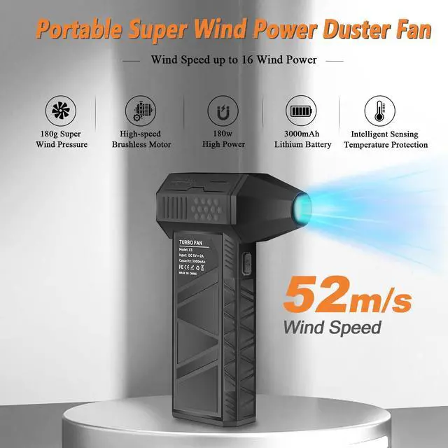 Alt view image 3 of 5 - uziikl Portable Compressed Air Duster - 130,000RPM Electric Duster, 3 Gear Adjustable Jet Blower,Rechargeable Air Duster for Home,Car,Computer Keyboard, Black