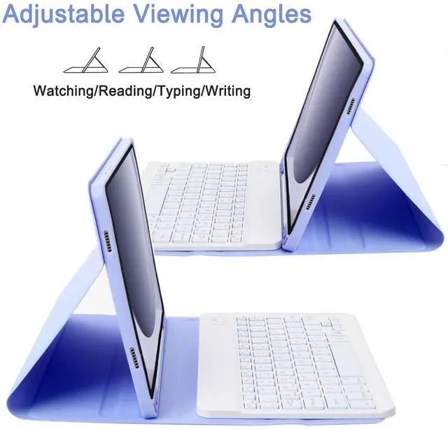 Alt view image 4 of 5 - VLEAQC Keyboard Case for Samsung Galaxy Tab A9+/A9 Plus 11 Inch 2023 (SM-X210/X216/X218), Detachable Color Backlit Bluetooth Keyboard and Mouse, Slim Lightweight Stand Cover with Pen Holder (Purple)