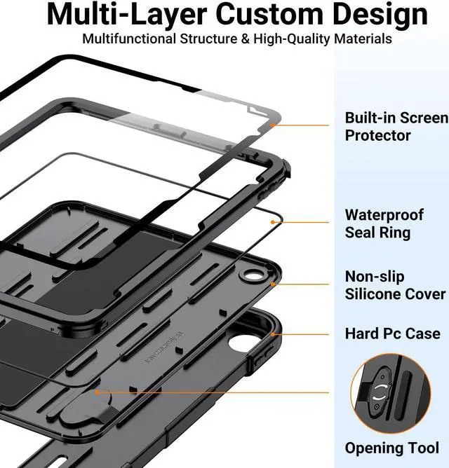 Alt view image 5 of 5 - WAVELIFE Designed for iPad 10th Generation Waterproof Case-10.9" Cover with Screen Protector, Hand Strap & Stand for iPad 10th Gen (2022)-Heavy Duty Shockproof Protection