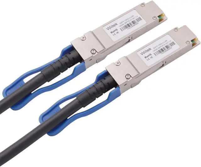 Alt view image 3 of 5 - Wiitek 100GbE QSFP28 DAC Twinax Cable, 3 Meter 100GBASE-CR Passive Copper Cable, Compatible for Mellanox MCP1600-C003, Blue Pull Tab