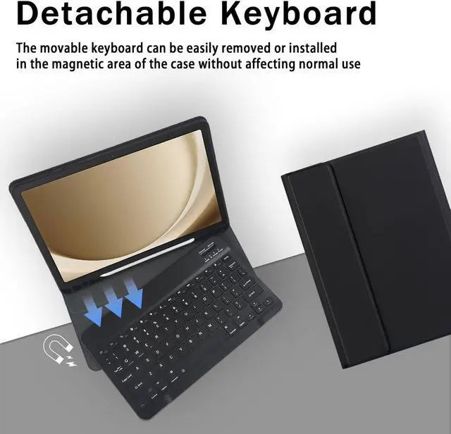 Alt view image 3 of 5 - XCHYTECHER Keyboard Case for Samsung Galaxy Tab A9 Plus 11.0 inch (SM-X210/X215/X216/X218),Rechargable Detachable Keyboard with Type-C Charging Port Cover for Tablet A9+ 2023 5G (Black)