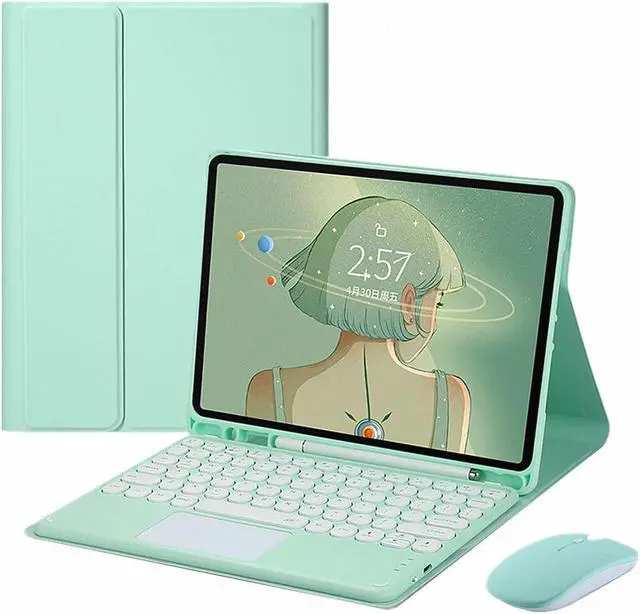 Main image of Keyboard Cover with Mouse for Galaxy Tab S9+/S9 Plus 12.4 inch 2023 SM-X810/X816B/X818Uwith Touchpad S Pen Holder Slim Smart Detachable Bluetooth Keyboard (Tab S9+ (2023), Mint)